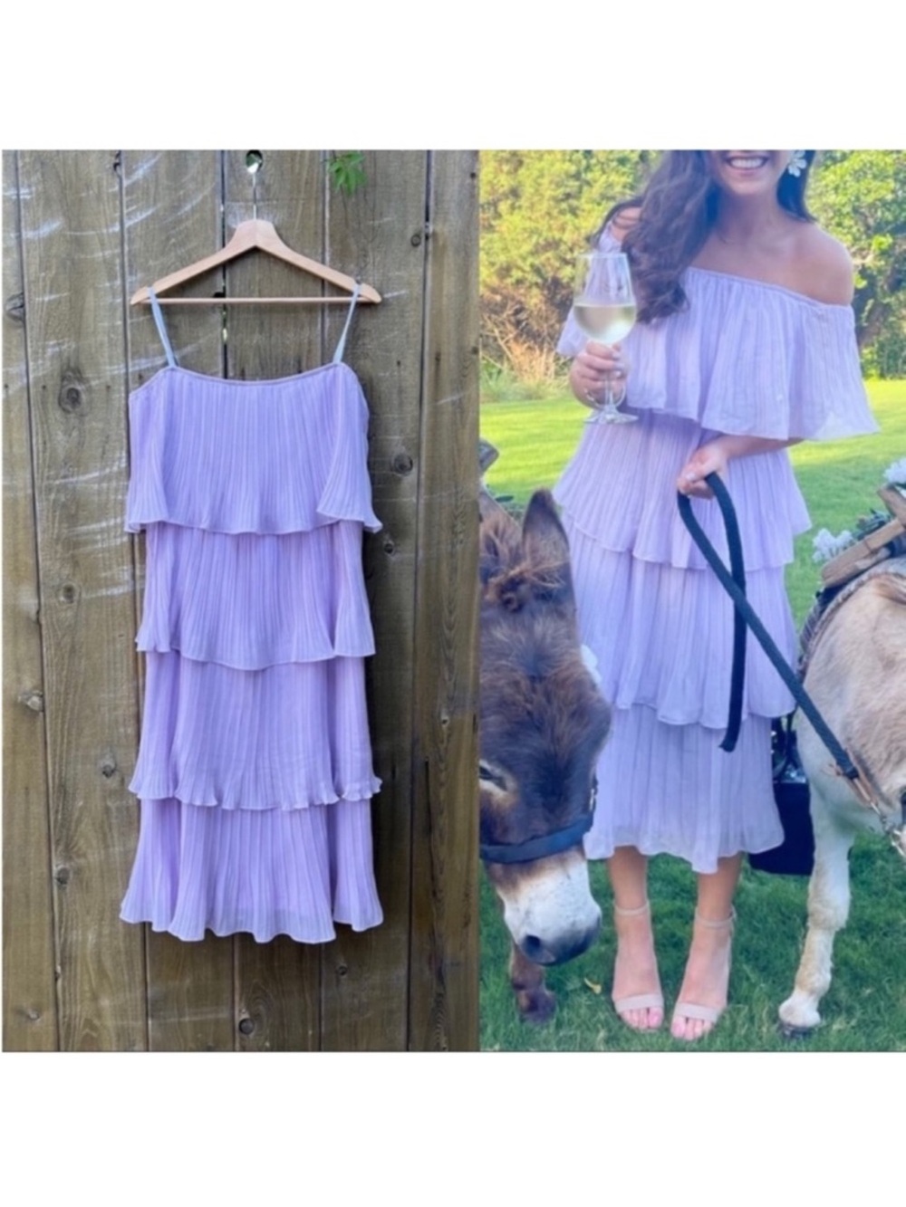 Pastel Lavender Off-the-Shoulder Ruffle Midi Dress 🌿